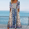 Angeline | Damen elegantes Kleid mit Boho-Stil Druck