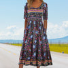 Angeline | Damen elegantes Kleid mit Boho-Stil Druck