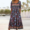 Angeline | Damen elegantes Kleid mit Boho-Stil Druck