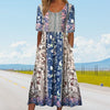 Angeline | Damen elegantes Kleid mit Boho-Stil Druck