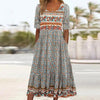 Angeline | Damen elegantes Kleid mit Boho-Stil Druck