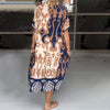 Analie | Bedrucktes, lockeres Midikleid mit V-Ausschnitt