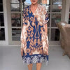 Analie | Bedrucktes, lockeres Midikleid mit V-Ausschnitt