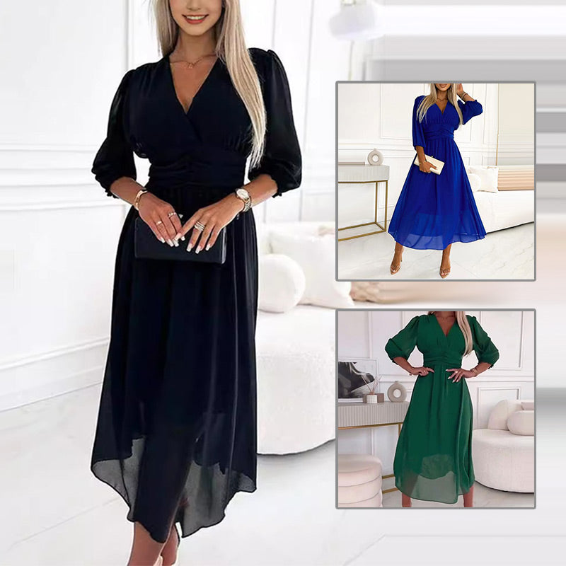 Mirella | Kleid mit V-Ausschnitt und halblangen Ärmeln