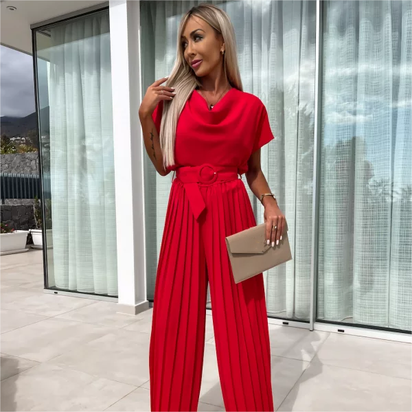 Yael | 🔥50% Rabatt🔥Unifarbener Jumpsuit mit hoher Taille und gefaltetem Bein
