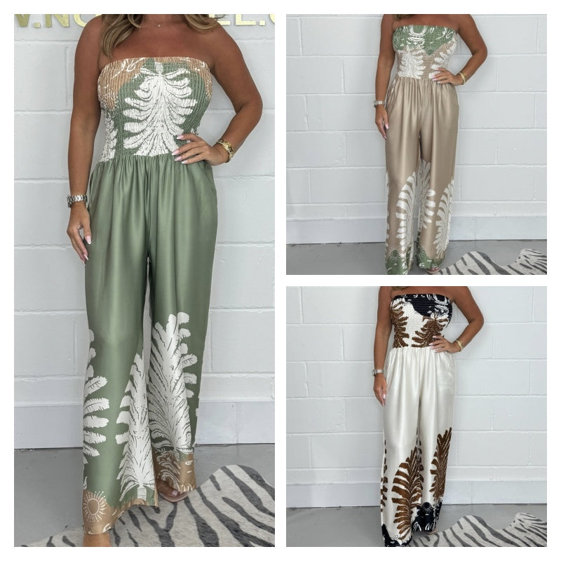 Belle | Sexy Sommer-Overall mit lockerer Passform und Print für Damen, trägerlos