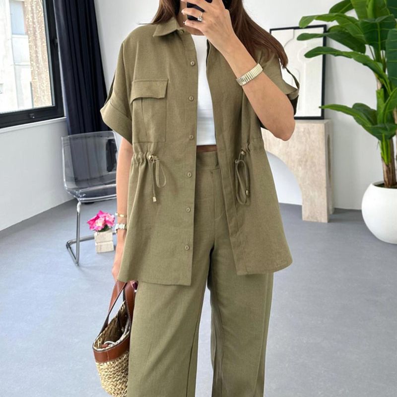 Augustina | Zweiteiler Arbeitskleidung Casual mit Kordelzug für Damen