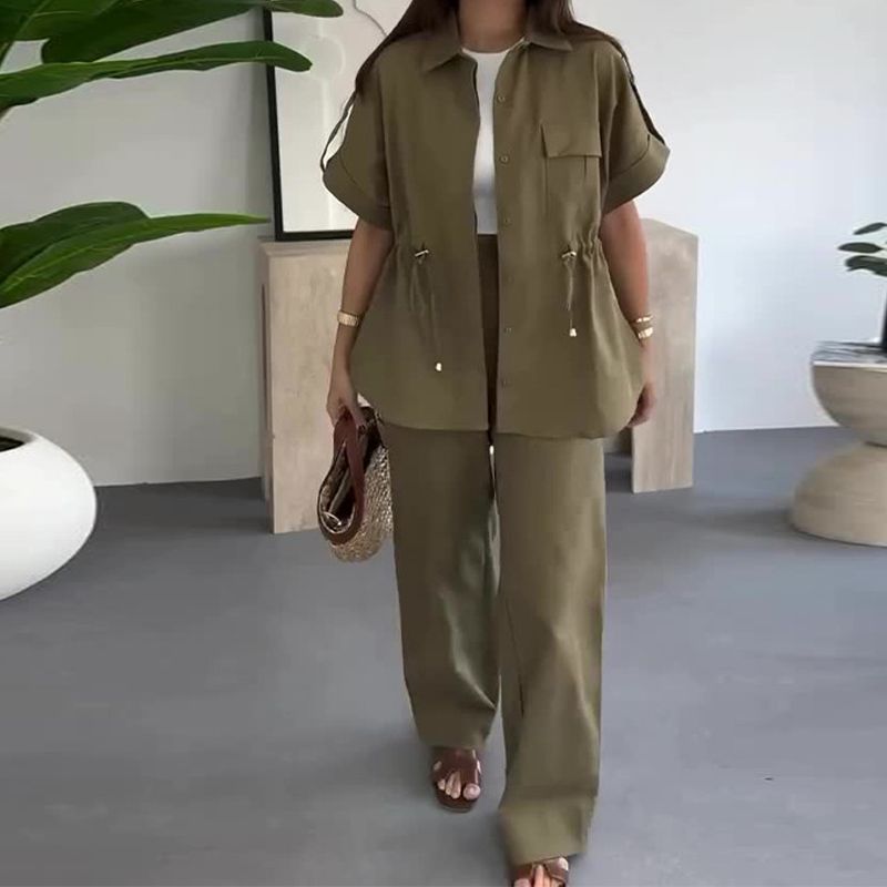Augustina | Zweiteiler Arbeitskleidung Casual mit Kordelzug für Damen