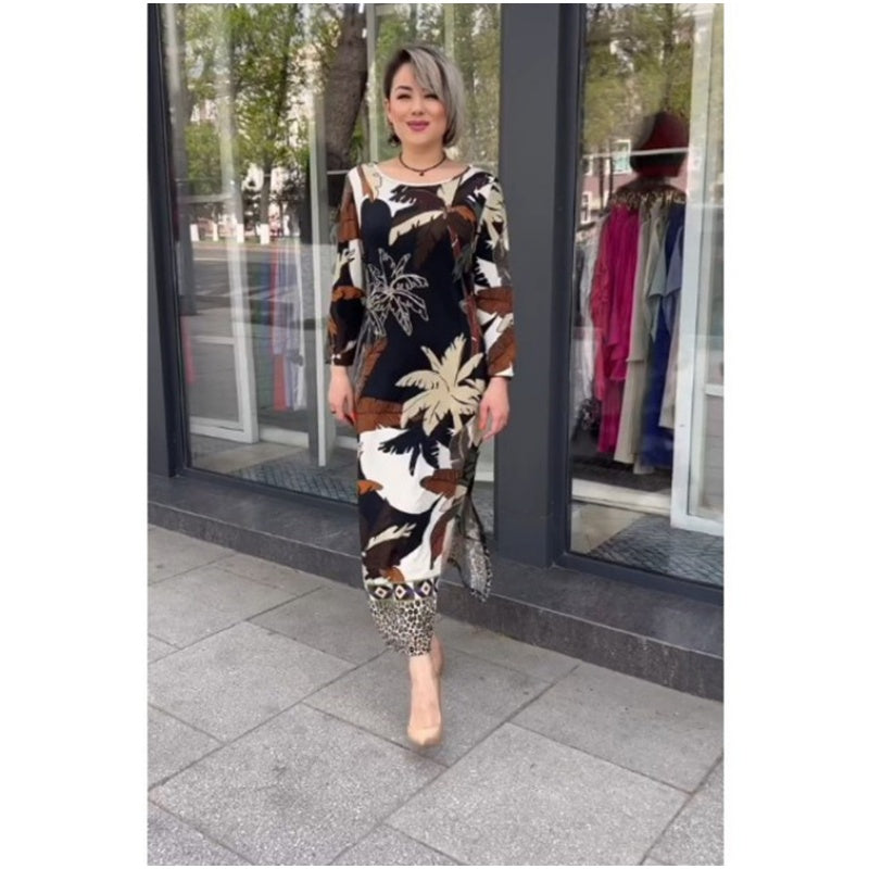 Ulises | Runden Kleid mit asymmetrischem Ausschnitt und Blumenprint