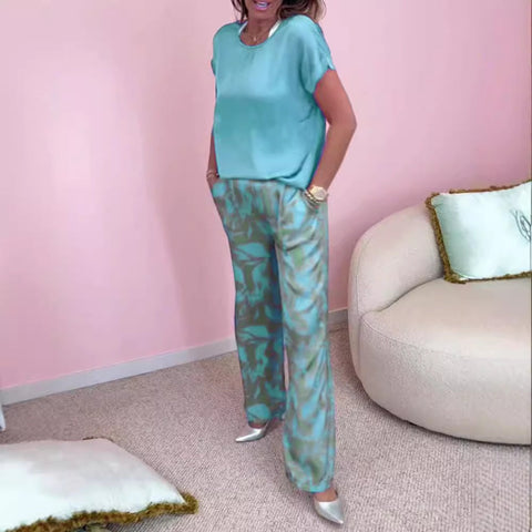 Luis | 2-teiliges Set aus Oberteil und bedruckter Hose mit weitem Bein