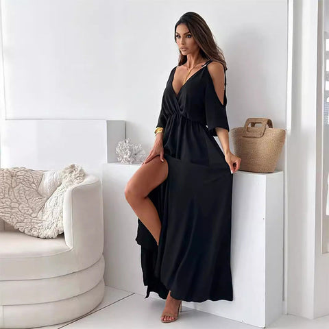 Camdyn | Elegantes, sexy Kleid mit V-Ausschnitt und Seitenschlitz für Damen