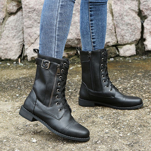 Watson | Orthopädische Damenstiefel mit rundem Zehenbereich und Seitenreißverschluss aus Leder
