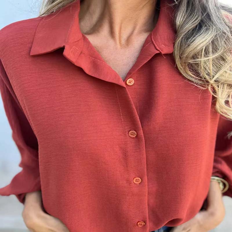 Rivera | HEISSER VERKAUF 50% Elegantes einfarbiges Button-Up-Hemd für Damen