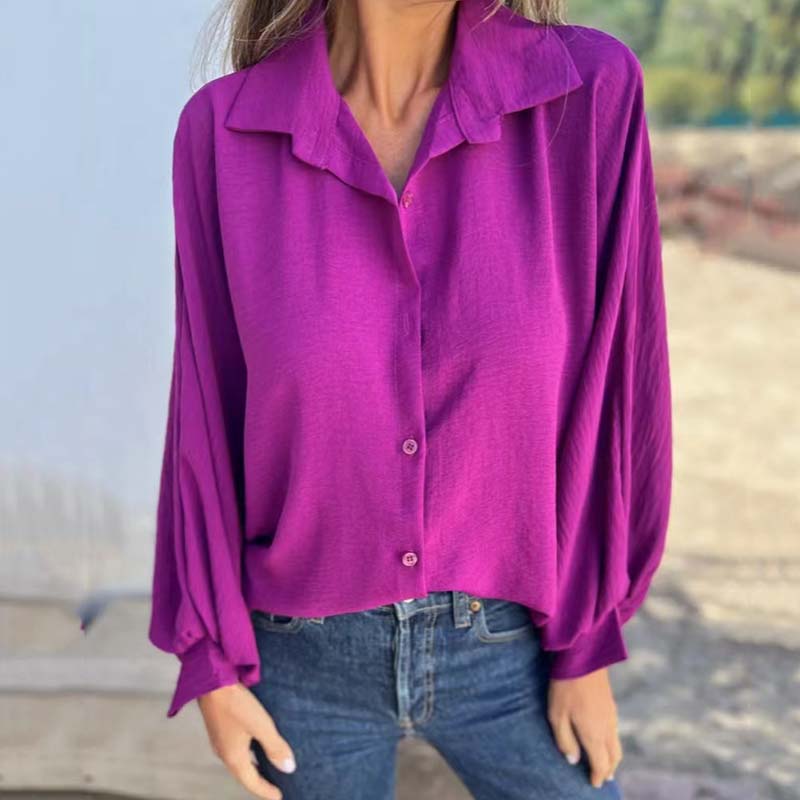 Rivera | HEISSER VERKAUF 50% Elegantes einfarbiges Button-Up-Hemd für Damen