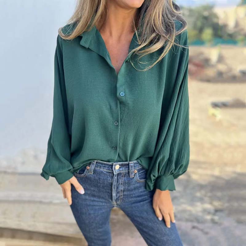 Rivera | HEISSER VERKAUF 50% Elegantes einfarbiges Button-Up-Hemd für Damen