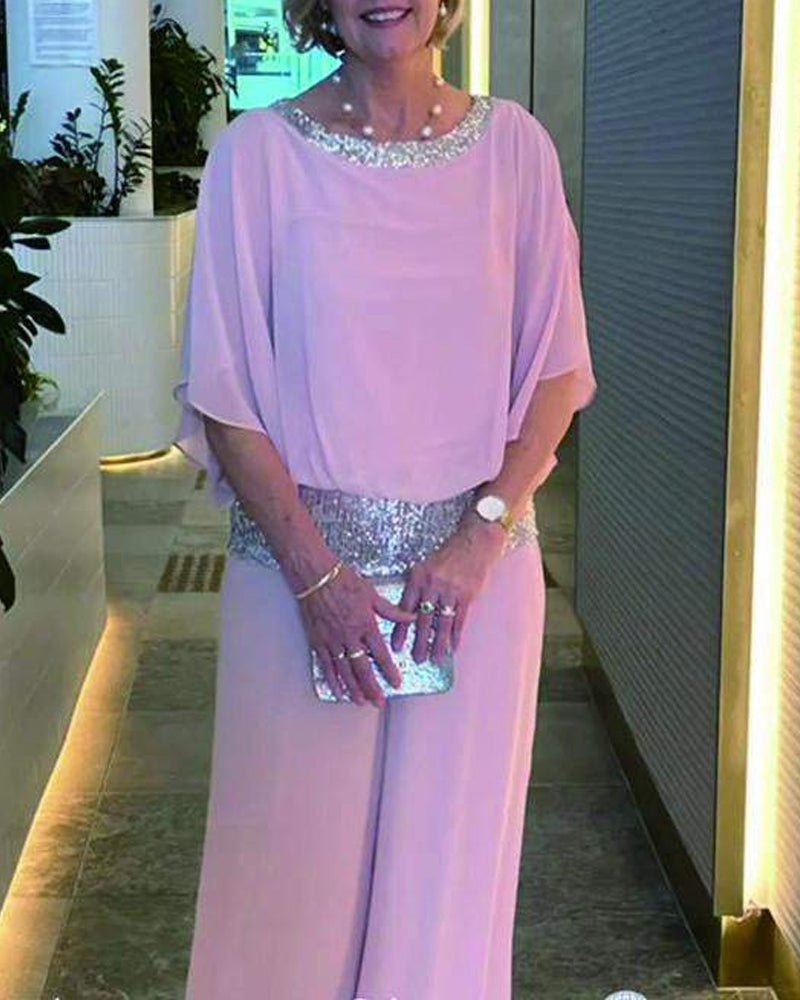 Makenna | Zweiteiliges elegantes Colorblock-Set mit Pailletten