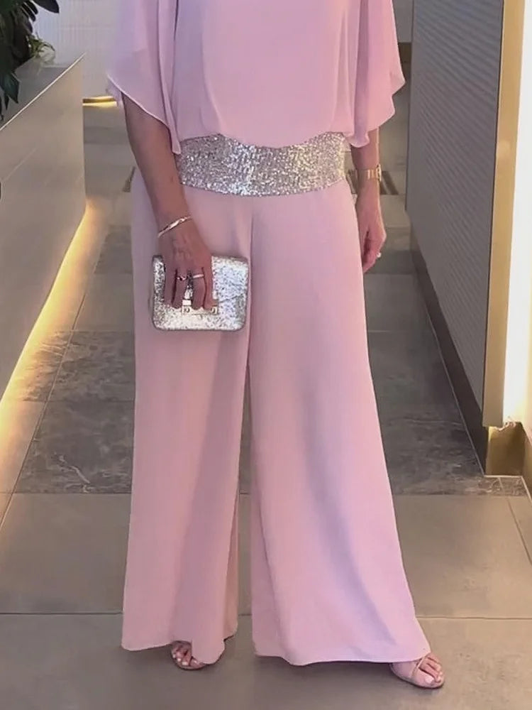 Makenna | Zweiteiliges elegantes Colorblock-Set mit Pailletten