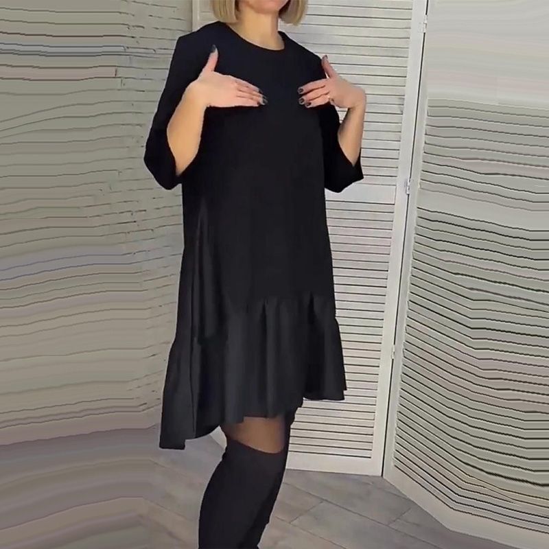 Kristi | Lässige plissierte elegante schwarze Kleidung