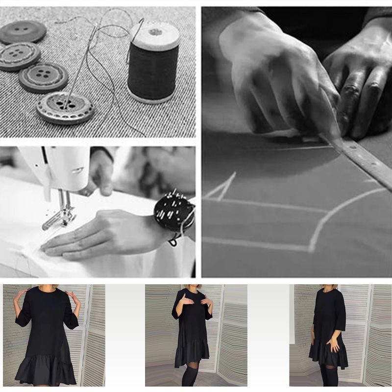 Kristi | Lässige plissierte elegante schwarze Kleidung