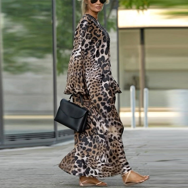 Brylee | Lässiges langärmeliges Damenkleid mit Leopardenmuster