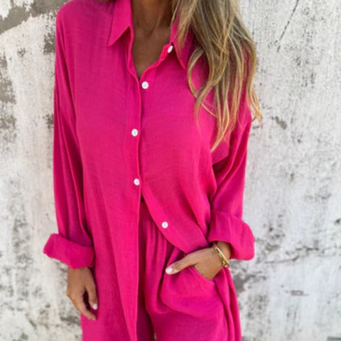 Arleine | Zweiteiliges Set aus langärmeligem Shirt und Shorts für Damen