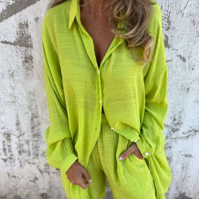 Arleine | Zweiteiliges Set aus langärmeligem Shirt und Shorts für Damen