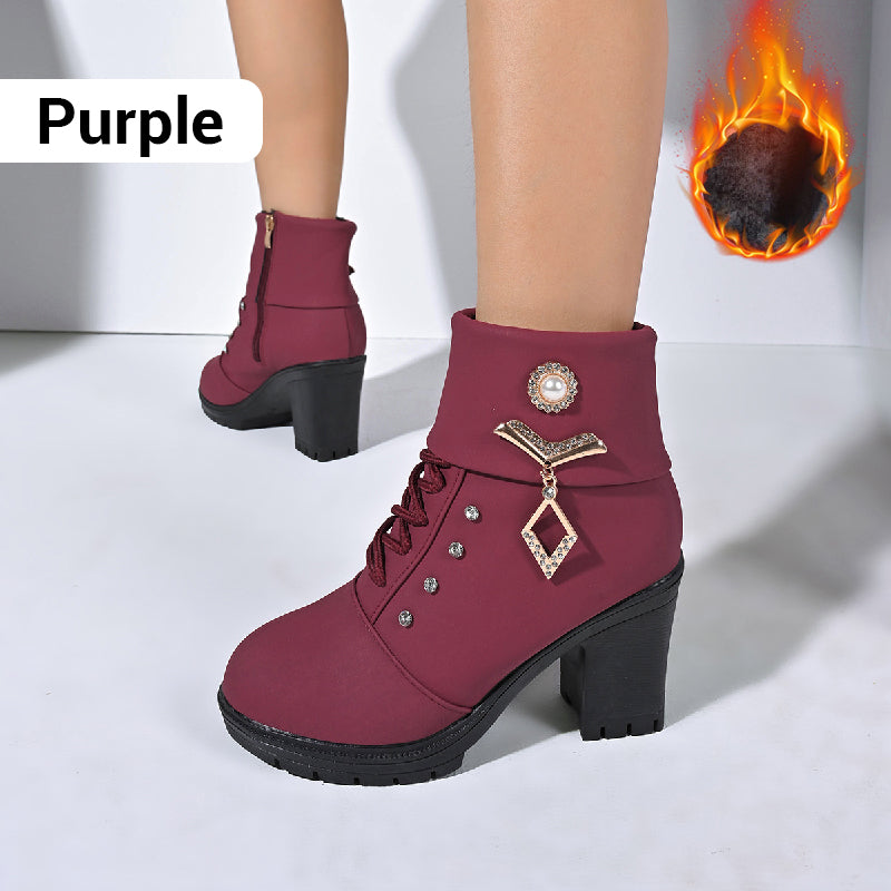 Payton | Damen Stiefeletten mit dickem Absatz und Strass-Dekor