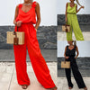 Ada | Satin Jumpsuit mit Weitem Bein – Rot, Schwarz, Grün, Ärmellos
