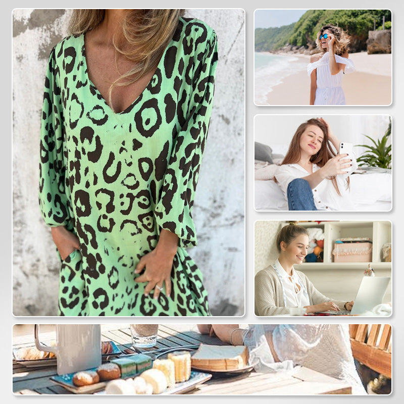 Freja | Flowy V-Hals Kleid mit Taschen