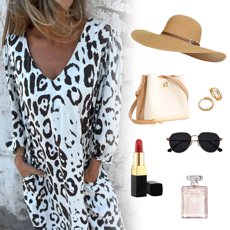 Freja | Flowy V-Hals Kleid mit Taschen