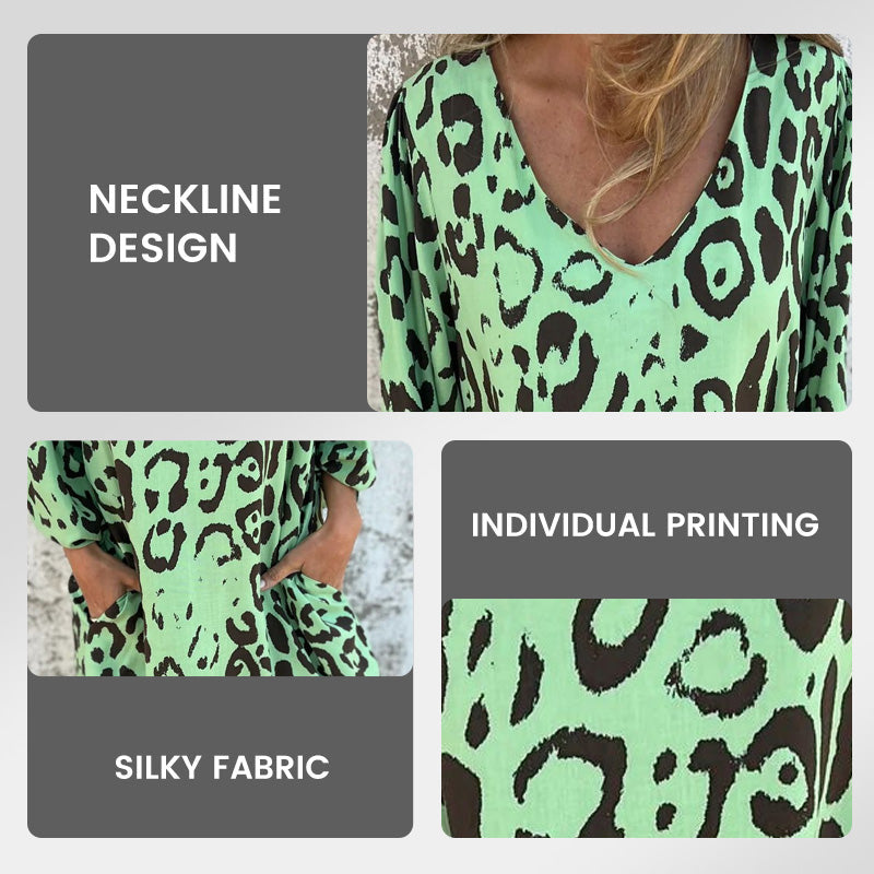 Freja | Flowy V-Hals Kleid mit Taschen