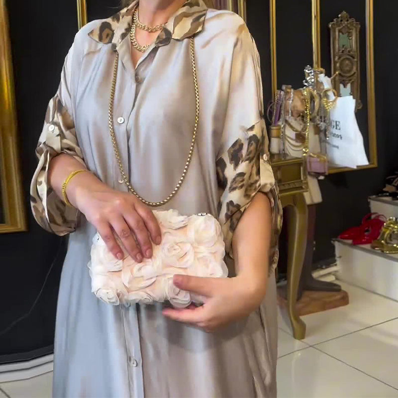 Rosenda | Maxikleid mit Revers und Aufdruck für Damen