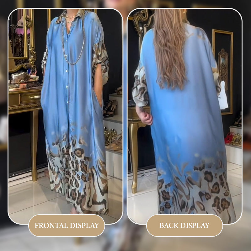 Alina | Maxikleid mit Revers und Aufdruck für Damen