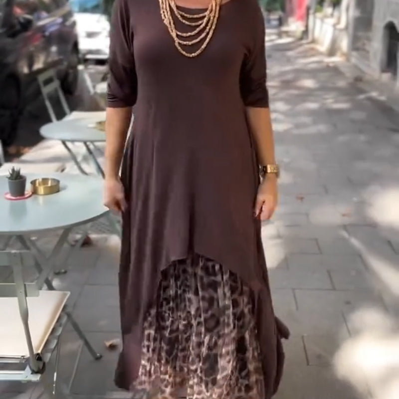 Liana | Longsleeve Midi Kleid mit Leopardenmuster