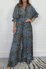 Sintosa | Leopard Print Loose Jumpsuit – Camel, Blue, Casual Outfit