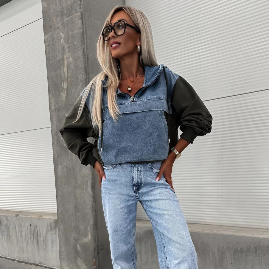 Theresa | HEISSER VERKAUF 50% - Damen-Jeansjacke mit Kapuze und Kordelzug