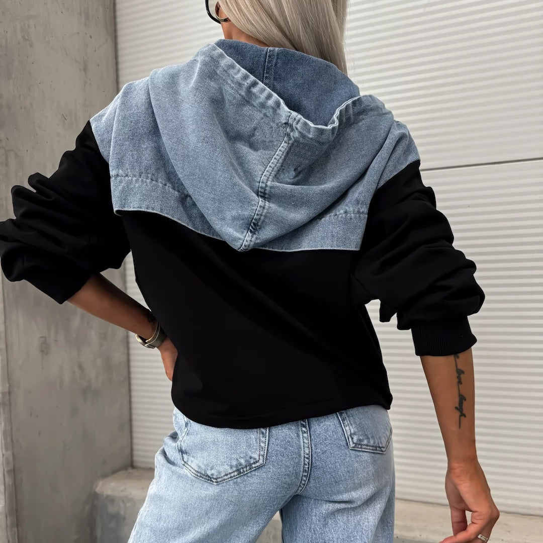 Theresa | HEISSER VERKAUF 50% - Damen-Jeansjacke mit Kapuze und Kordelzug