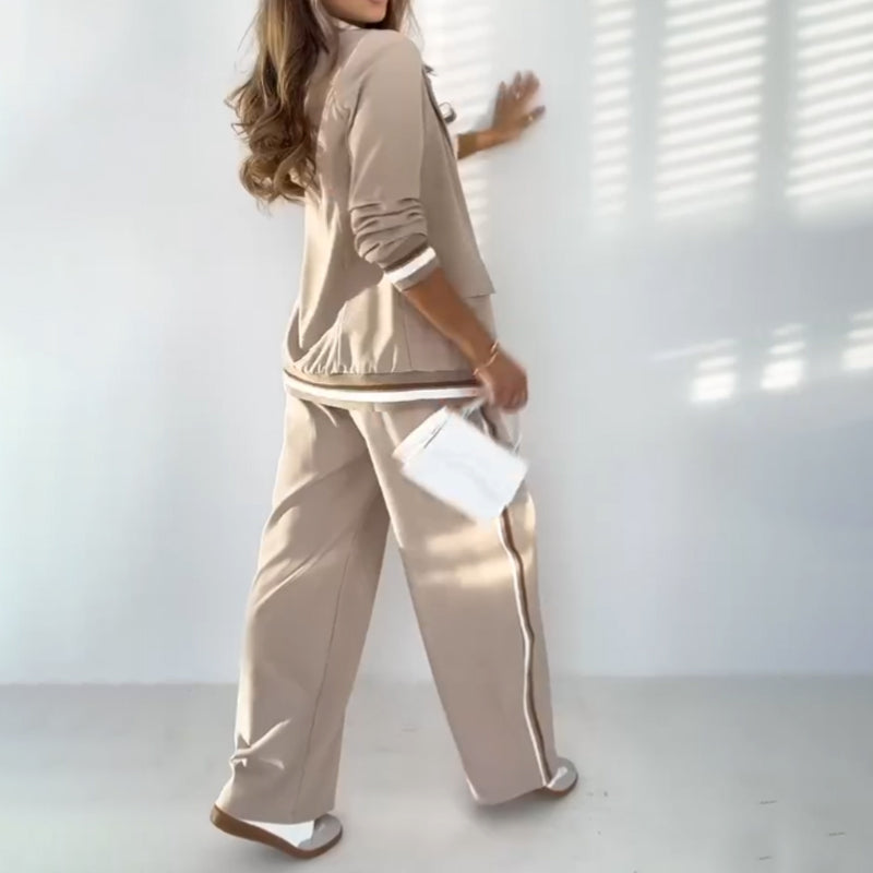 Lyn | Kostenloser Versand Damen Casual Beige 2-Teiliges Set