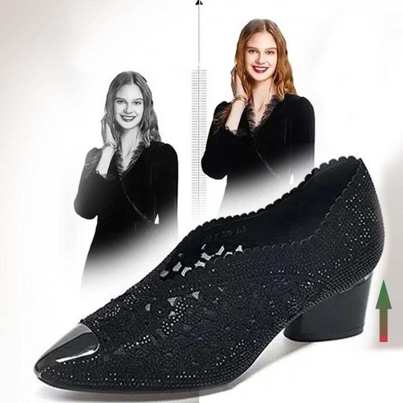Conrad | Hohle Mesh-Sandalen mit Strassstein und Klobigem Absatz