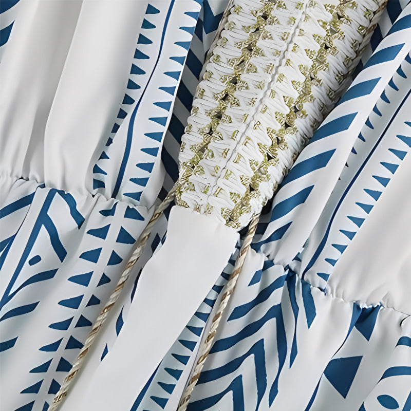 Lea | Stilvolles Ethno-Kleid mit V-Ausschnitt