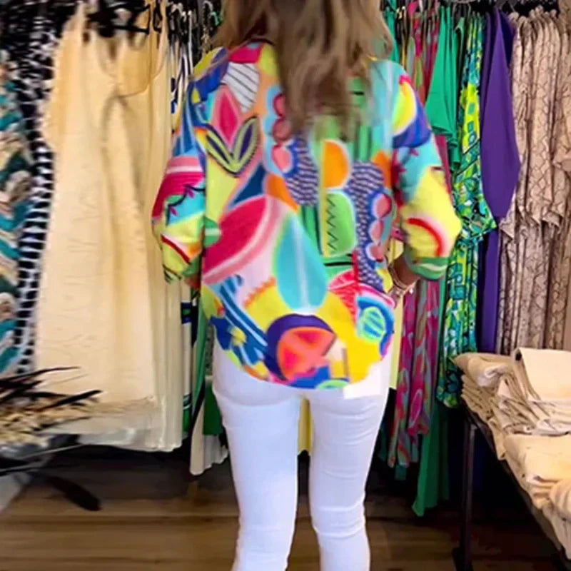 Flynn | Bedruckte Bluse mit V-Ausschnitt für Damen