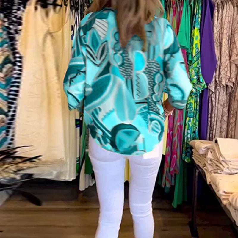 Criza | Bedruckte Bluse mit V-Ausschnitt für Damen