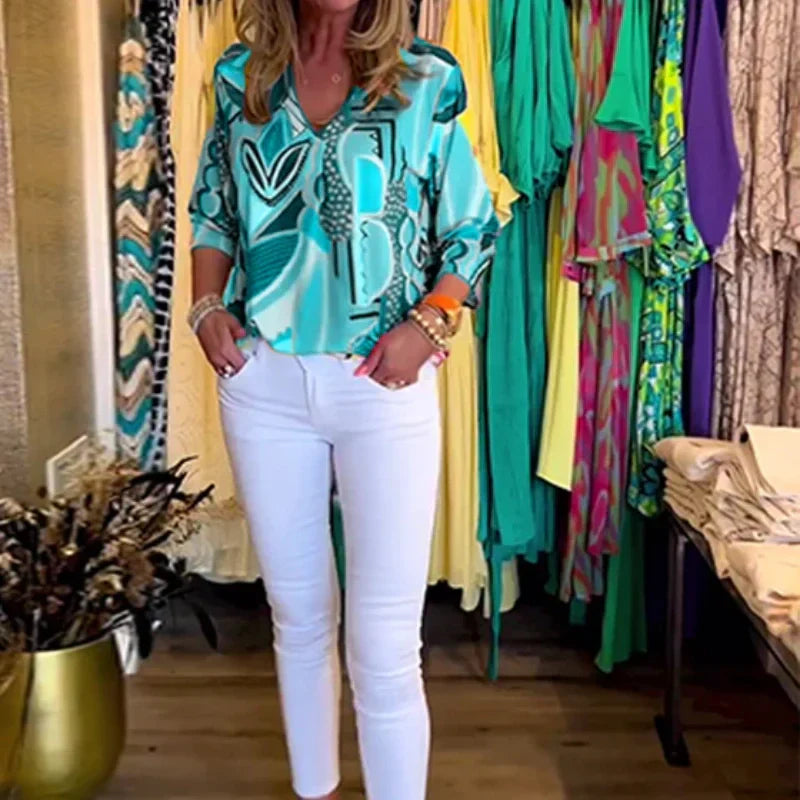 Criza | Bedruckte Bluse mit V-Ausschnitt für Damen