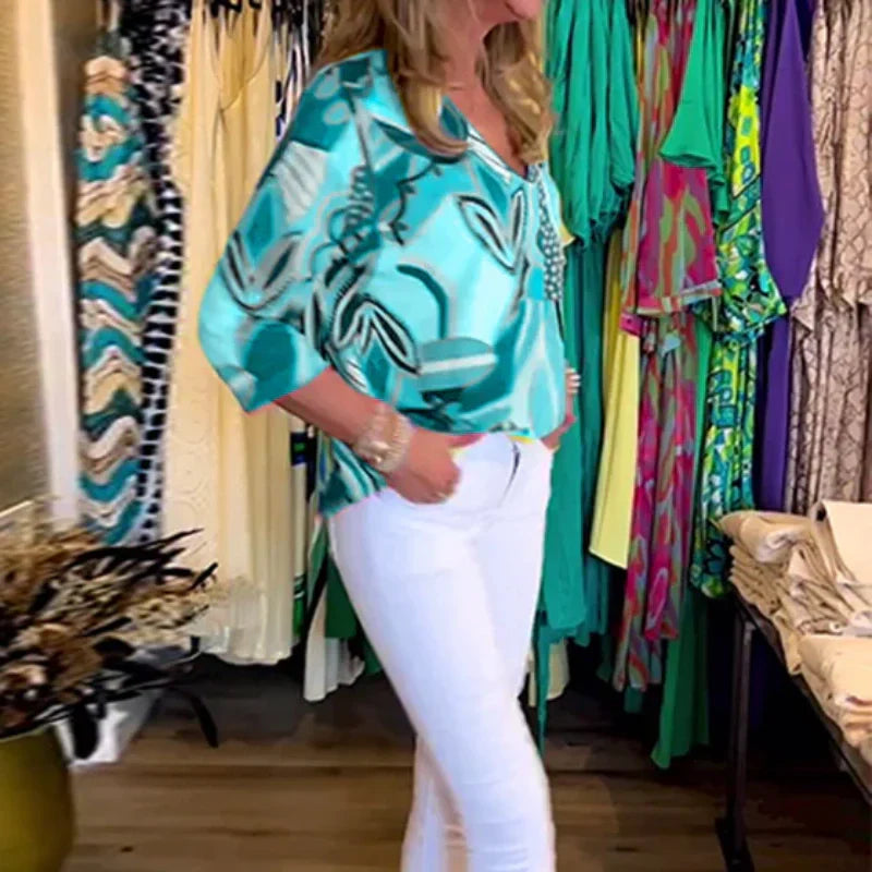 Criza | Bedruckte Bluse mit V-Ausschnitt für Damen