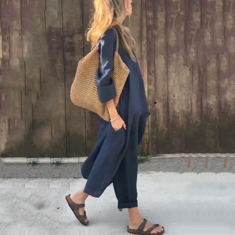 Jayda | Zweiteiliges Set aus Oberteilen und Hosen mit einfarbigem High-Low-Saum