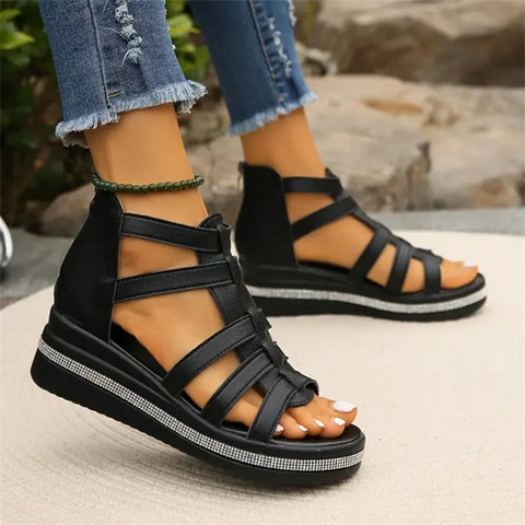 Marina | Strass-Sandalen mit Keilabsatz