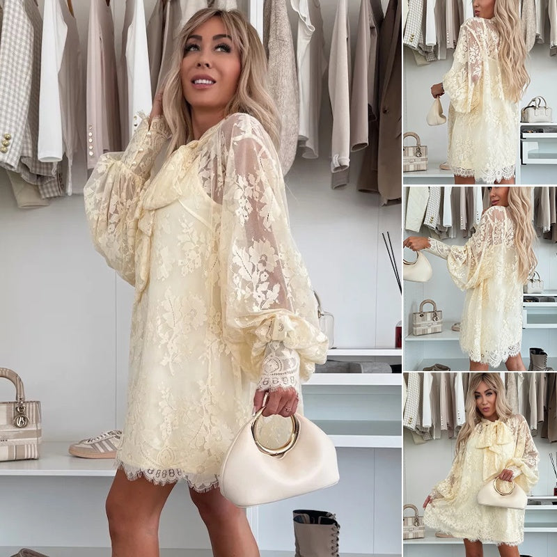 Katrina | 💖Limitierter Verkauf 50% Rabatt💖Spitzen-Minikleid mit Schleifenhal