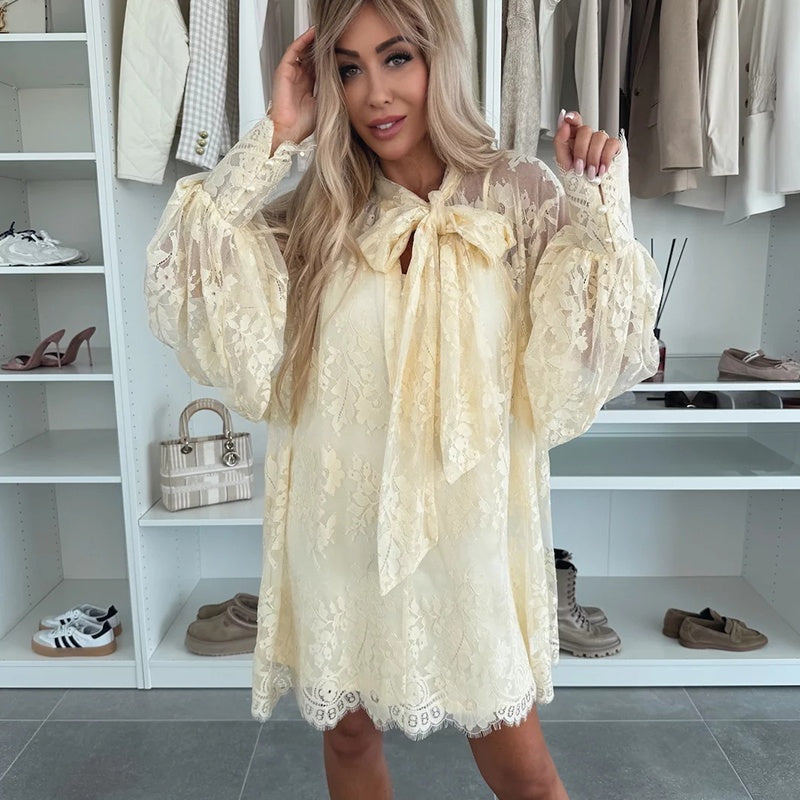 Katrina | 💖Limitierter Verkauf 50% Rabatt💖Spitzen-Minikleid mit Schleifenhal