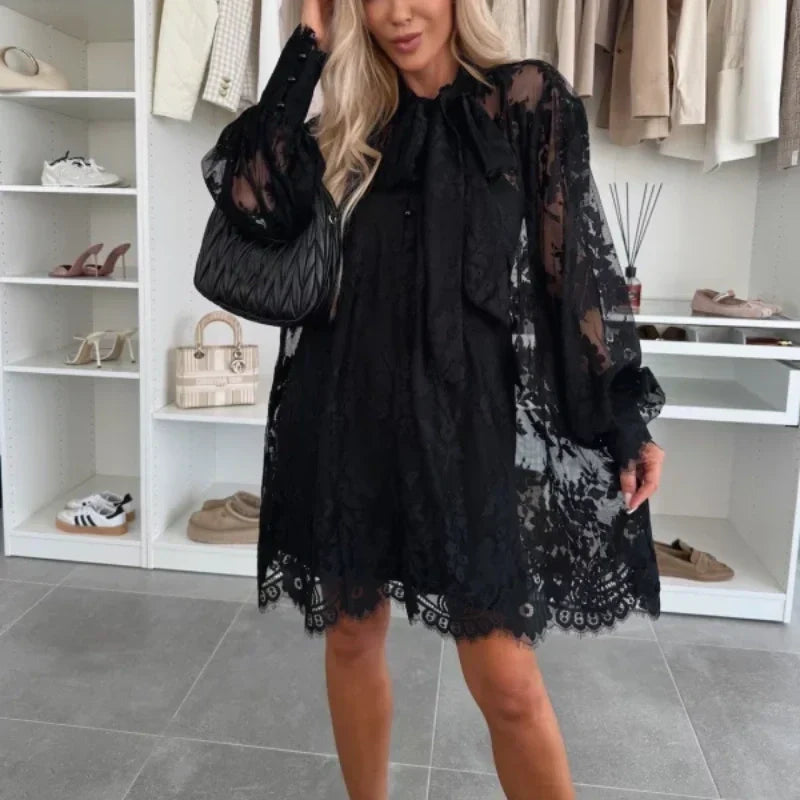 Katrina | 💖Limitierter Verkauf 50% Rabatt💖Spitzen-Minikleid mit Schleifenhal