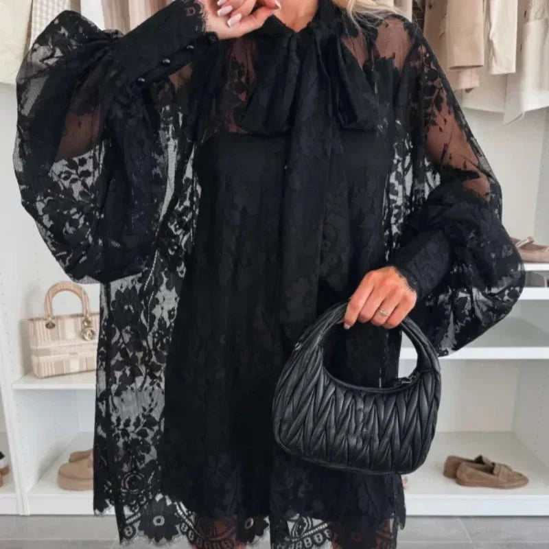 Katrina | 💖Limitierter Verkauf 50% Rabatt💖Spitzen-Minikleid mit Schleifenhal